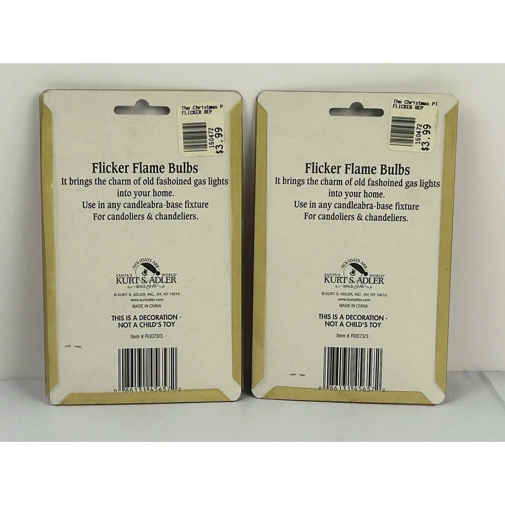 Kurt Adler NOS Flicker Flame Bulbs C7 120V Christmas Candle Lights 6pc Vintage